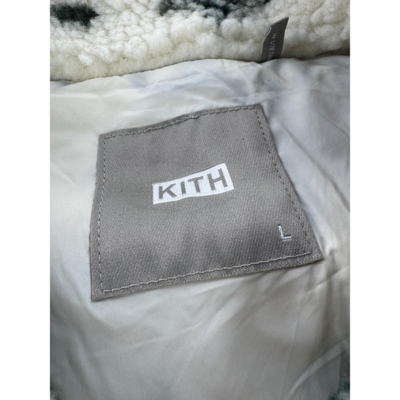 Kith Pinehurst Sherpa Fleece Jacket Men Large White Paisley Snap Bomber Kith Kin - Picture 3 of 12